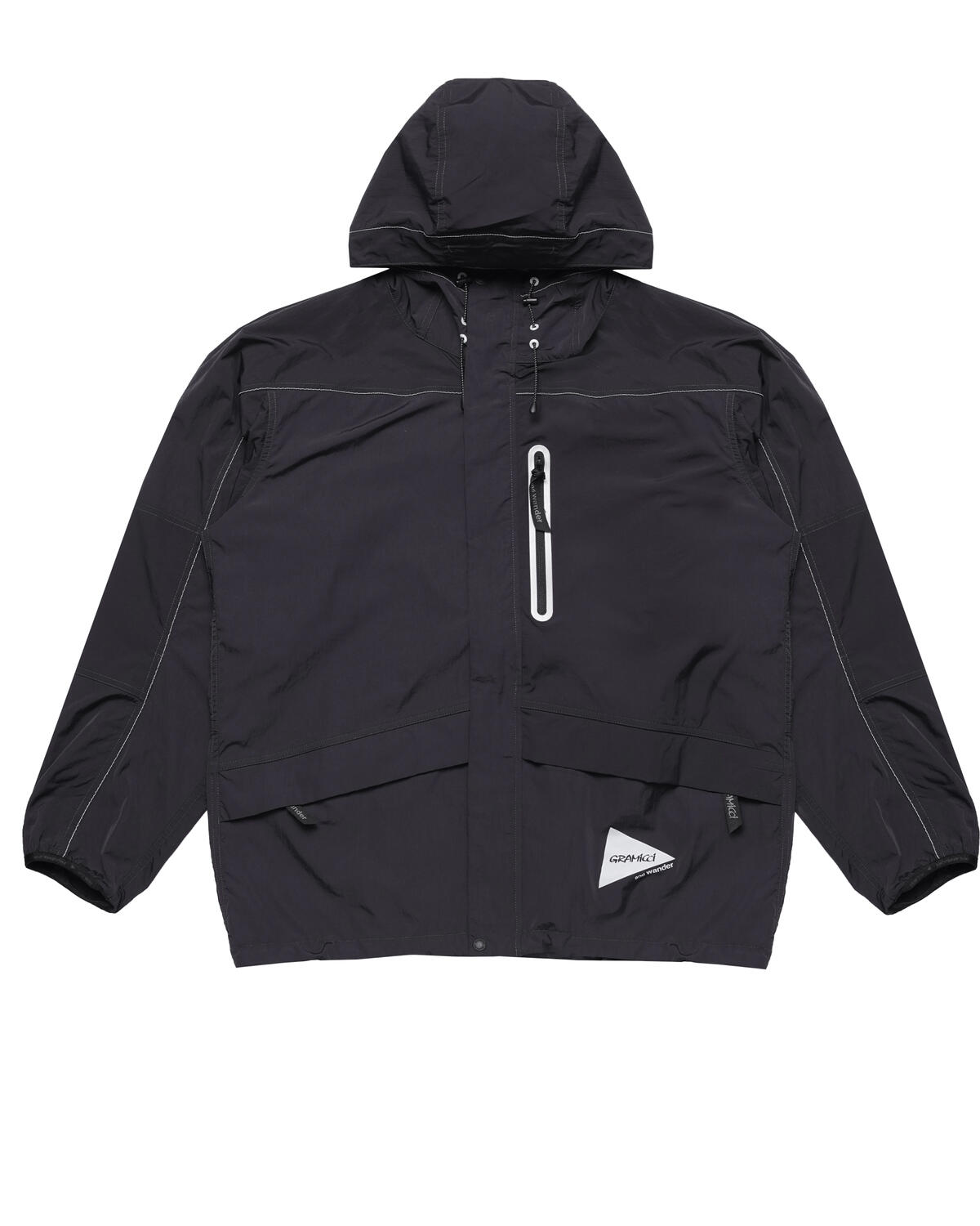 and wander✖️グラミチPATCHWORK WIND HOODIE Gramicci x And Wander PATCHWORK WIND HOODIE | GUJ4-S3000-M-BLA